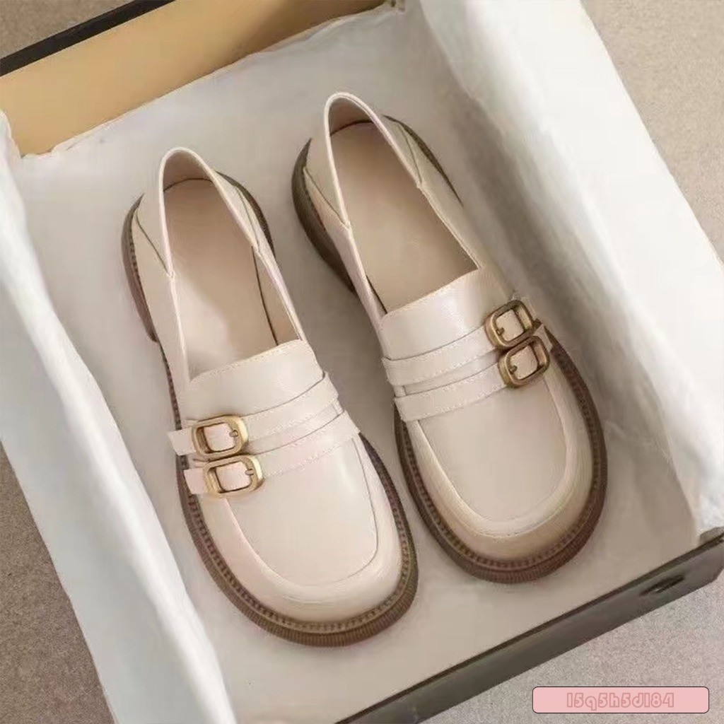 รองเท้าผู้หญิง ไซส์ ใหญ่ รองเท้าหนังลําลอง ส้นแบน สีดํา สไตล์อังกฤษ สําหรับสตรี ไซซ์ 35-40 #1189