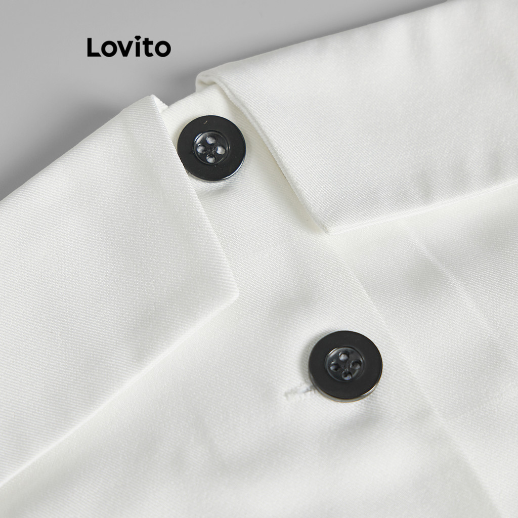 Lovito เสื้อกล้ามลําลอง เสื้อกล้ามกระดุมสีพื้นสําหรับผู้หญิง L67AD036 (สีขาว) ราคา ถูกที่สุด ดีลบีเคเค แกลเลอรีภาพที่ 3