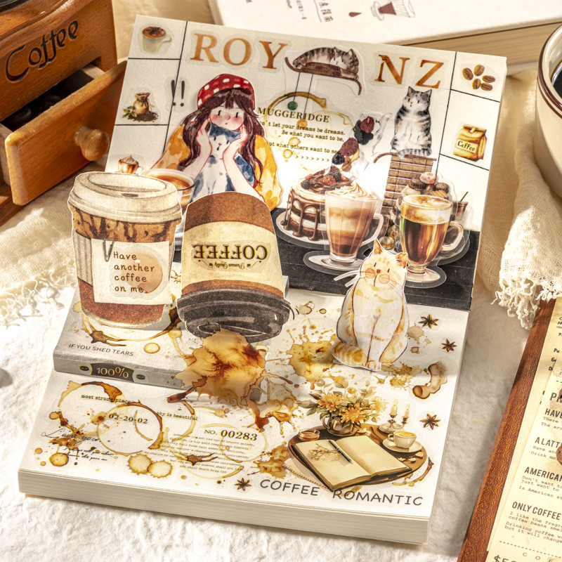 Mr.paper 200เซนติเมตร/ม้วนสัตว์เลี้ยงเทปเลียนแบบชิ้นส่วนแก้วกาแฟร่องรอย retroframe พืชดอกไม้แบบ handnet พื้นหลังตกแต่งเทปสร้างสรรค์ DIY ถ้วยบัตรตกแต่งเทป