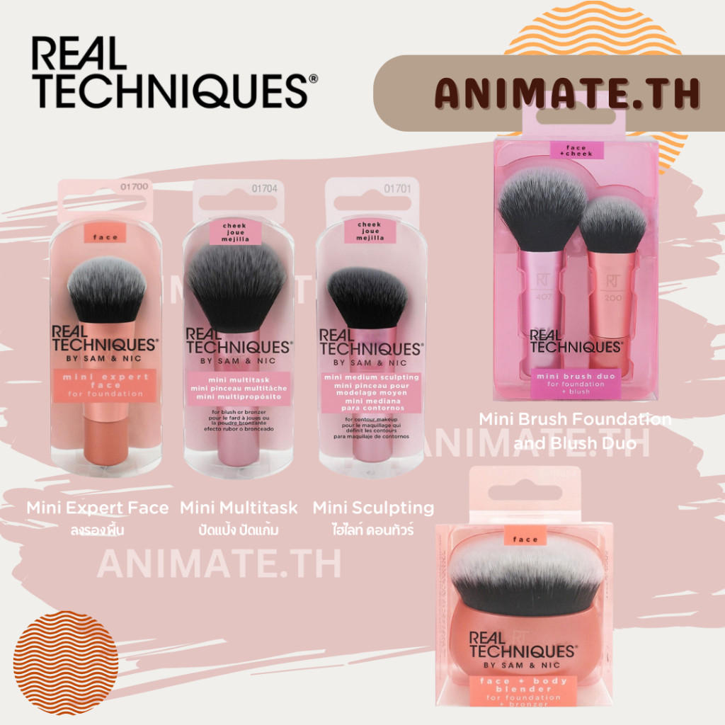 แปรงแต่งหน้า Real Techniques Mini/ Medium Collection/ Foundation Blender/ Angled Kabuki Makeup Brush พร้อมส่ง
