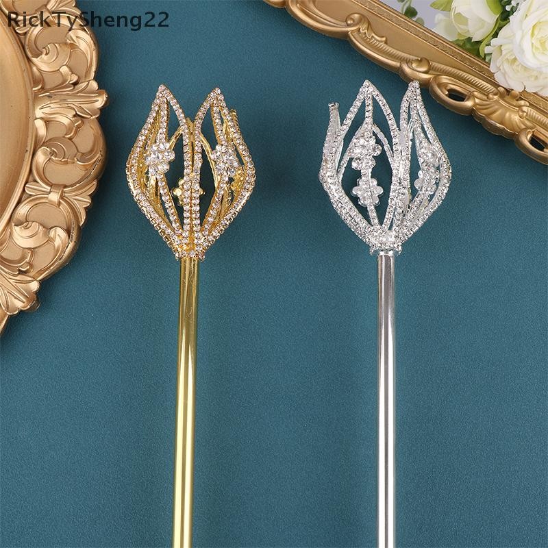 RT คุณภาพสูง Fairy Princess Queen ดอกไม้ Scepter Faux Rhinestone Decor Wand รางวัลพิธีอุปกรณ์เสริม n