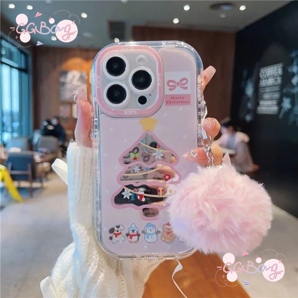 เคสกระจกรูปเพนกวิน ต้นคริสต์มาส หมี กระต่าย ลูกสุนัข เคสไอโฟน 16 13 11 15 XR 14 12 Pro Max 16 15 8 7 Plus X XS Max SE