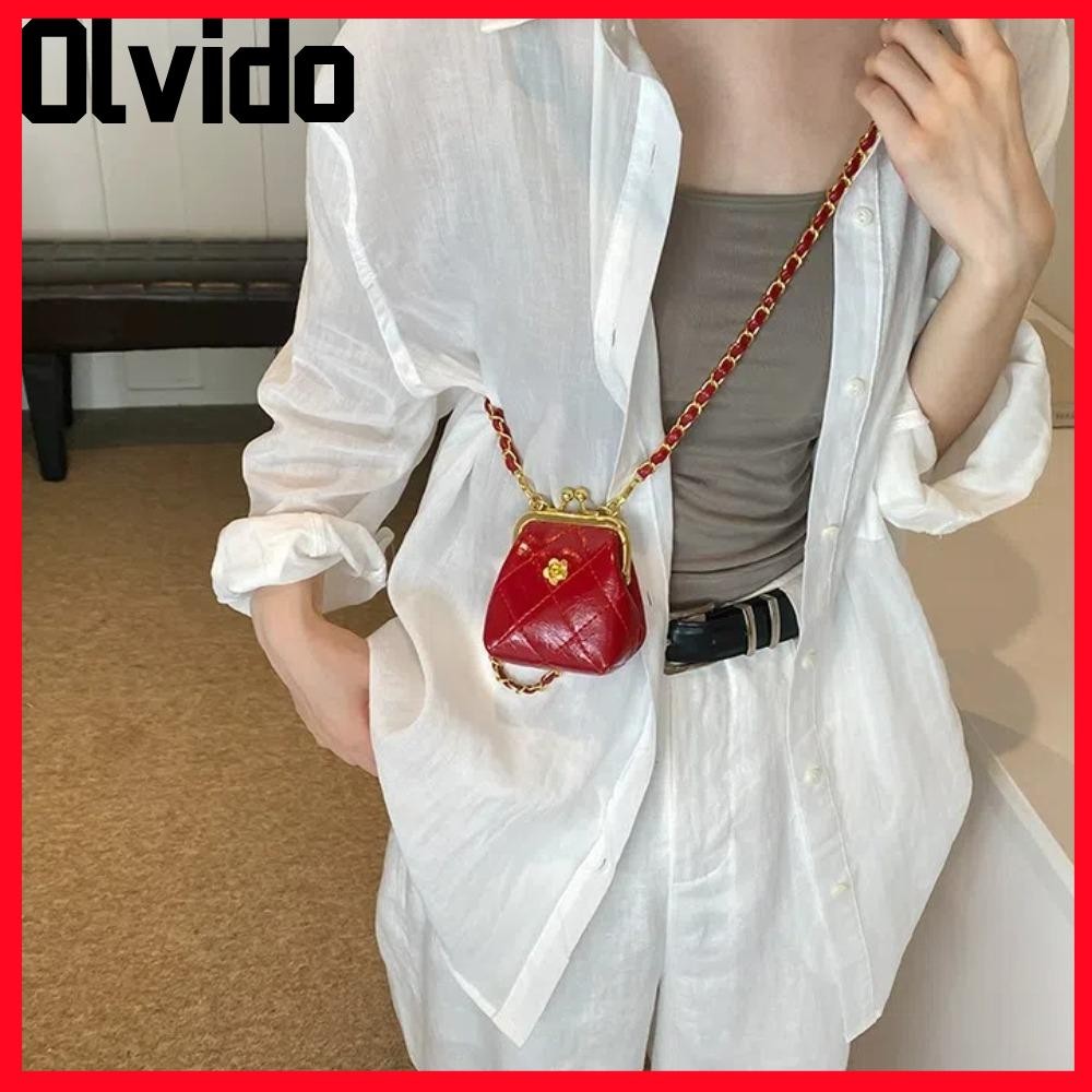Olvido Mini Crossbody bags, PU Leather Super Mini shoulder bag, Solid Color Chain Strap Mini Purse