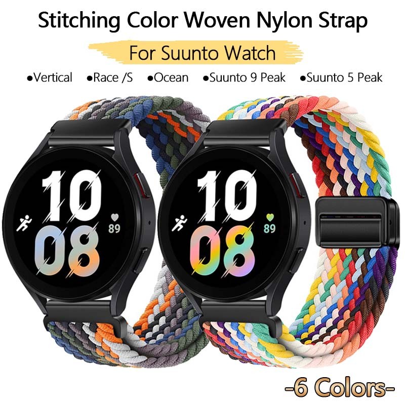 ยืดหยุ่นทอไนลอนหัวเข็มขัดแม่เหล็กสําหรับ Suunto Race S แนวตั้ง Ocean 9 5 3 Peak Pro SmartWatch เย็บเ