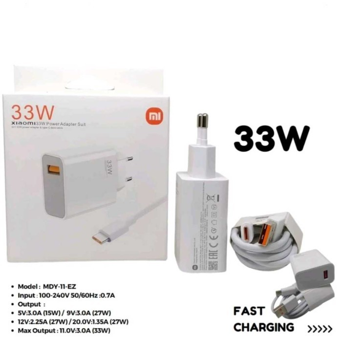 I* (CHECK TYPE) 33W Xiaomi Travel Charger 33 วัตต์ Fast Turbo ชาร์จ 33 วัตต์ MDY11EZ MDY-11-EZ