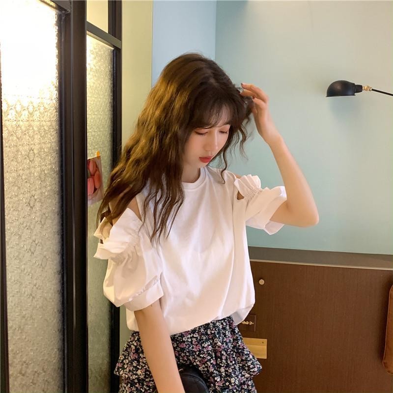⭐Fern Shop ฤดูร้อนแขนสั้นด้านบนเสื้อยืดผู้หญิง ราคา ถูกที่สุด ดีลบีเคเค แกลเลอรีภาพที่ 9