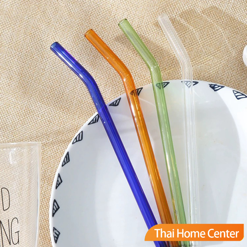 หลอดแก้วสําหรับใส่กาแฟ เครื่องดื่ม ทนต่ออุณหภูมิสูง หลอดแก้วใส หลอดกาแฟ Straw
