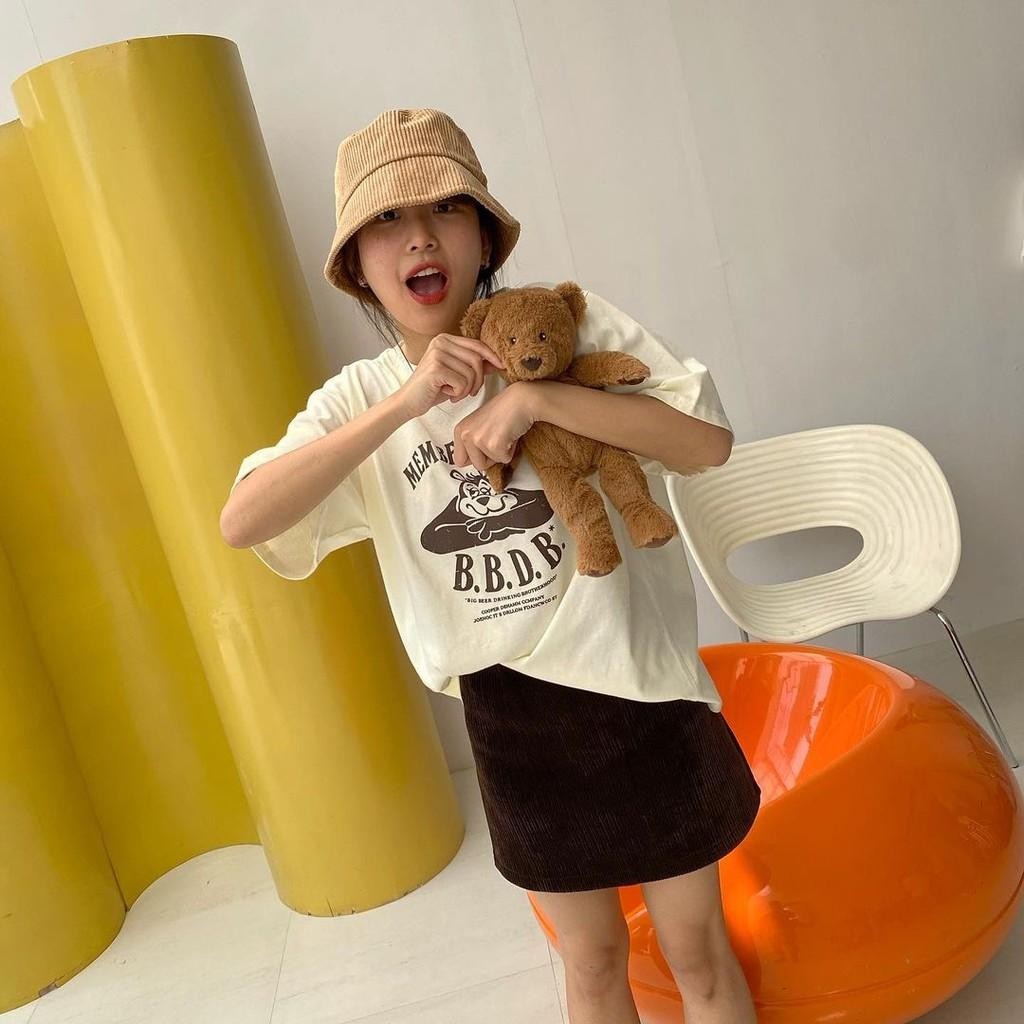 (จัดส่งตลอด 24 ชั่วโมง)เสื้อยืด Oversize สไตล์เกาหลี ลาย "MEMBER OF HAM’S B.B.D.B." คอตตอน 100%