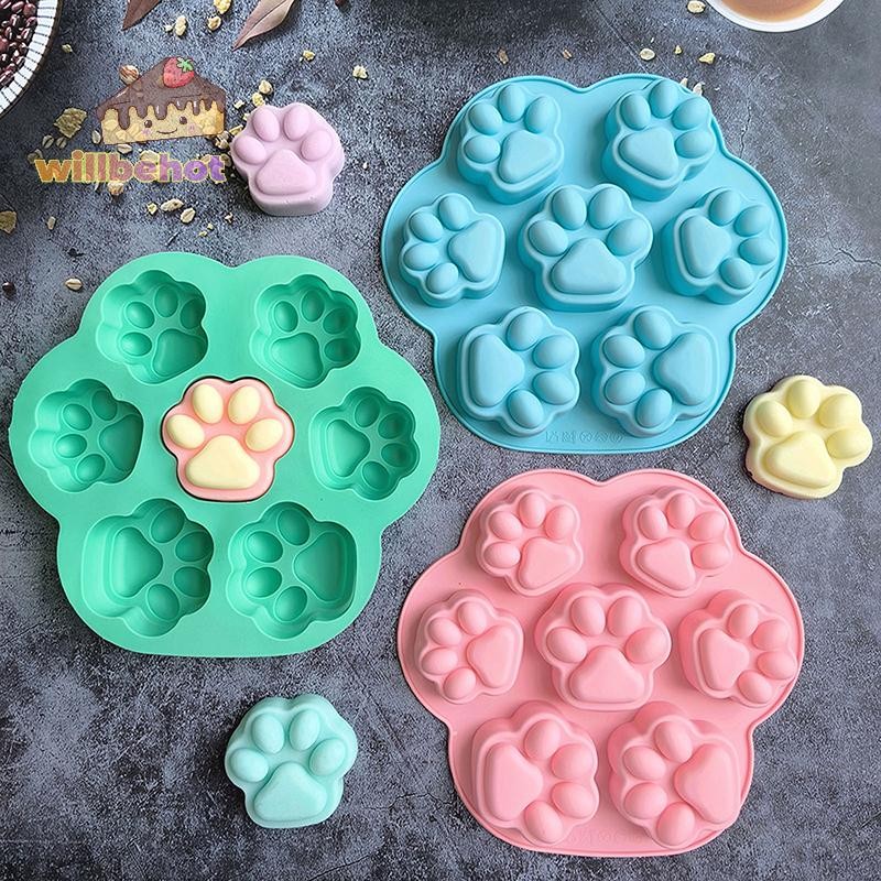 [WillbehotT] แม่พิมพ์ซิลิโคน Paw Elegant ช็อกโกแลตคุกกี้แม่พิมพ์สําหรับเบเกอรี่ Non-Stick สุนัขรักษาแม่พิมพ์เหมาะสําหรับเตาอบไมโครเวฟ [ใหม่]