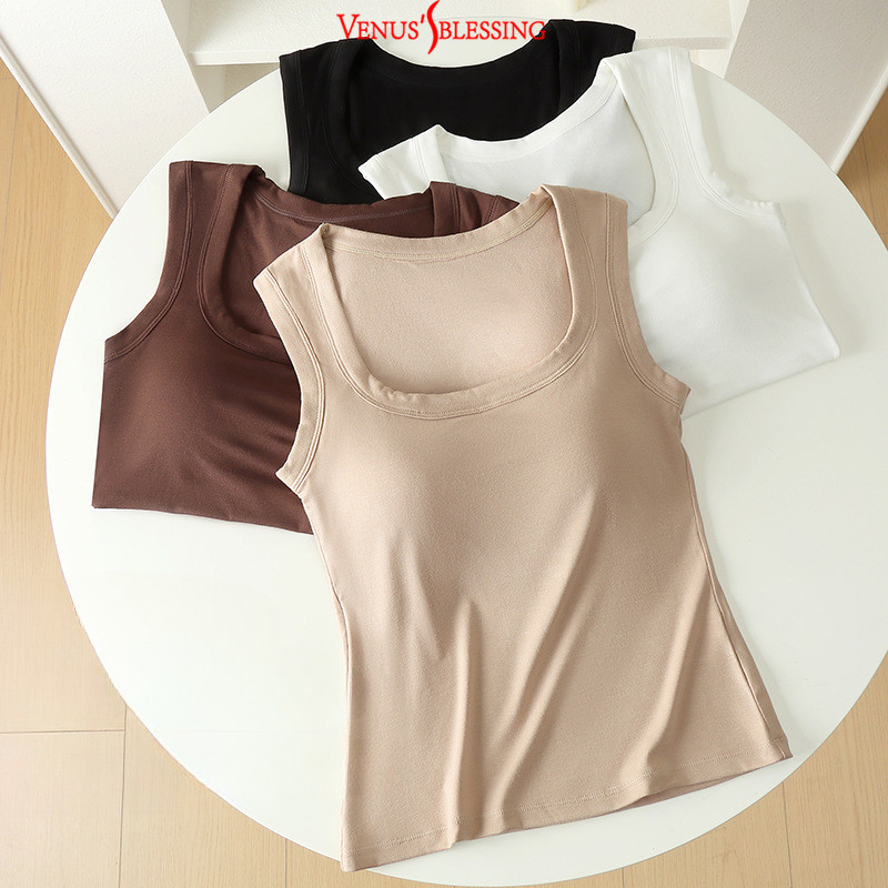 S-3XL เสื้อกล้ามขนาดบวกพร้อมเบาะหน้าอก 2-in-1 เสื้อแฟชั่นขนาดบวก - รูปที่ 2