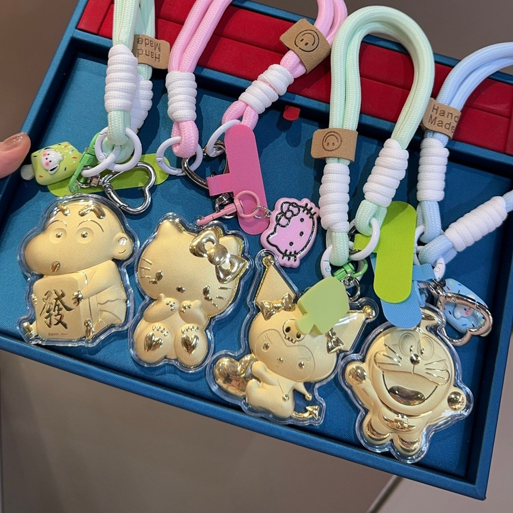Hong Kong Zhengsheng Jewelry Gold Pure Gold 999helloKitty Cat Keychain Mobile Phone Pendant Crayon S