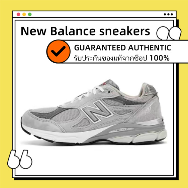 ของแท้ 100% NEW BALANCE 990 NB990 V3 M990GY3 Gray Unisex รองเท้าผ้าใบสำหรับผู้ชาย และผู้หญิง