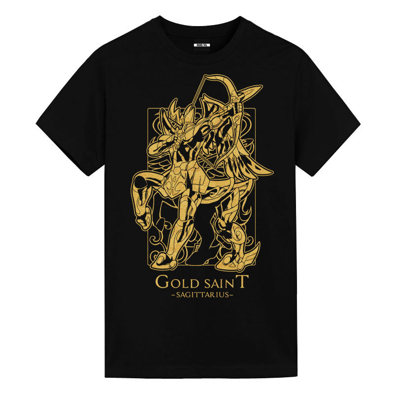Saint Seiya Merchanted Co-Branded เสื้อยืดสิบสอง Constellation พิมพ์หลวมแขนสั้นคู่ Pure Cotton Gold สั้น