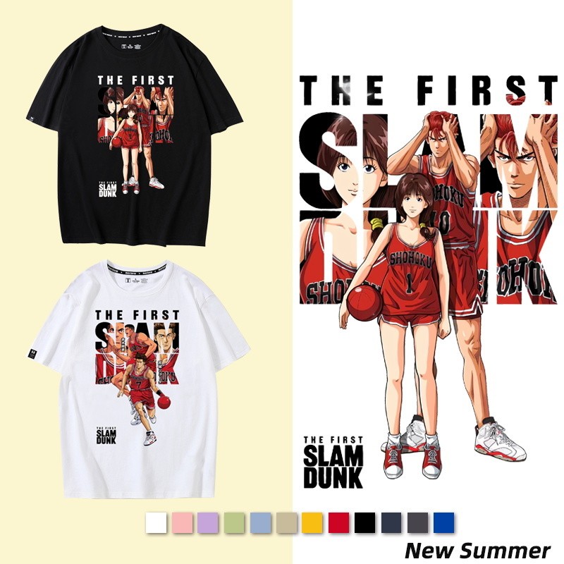 Slam Dunk เสื้อยืดแขนสั้นชาย Haruko Akagi Sakuragi ดอกไม้แผนที่ฤดูร้อนพิมพ์หลวมผ้าฝ้ายเสื้อผ้าคู่สวมใส่ 3xl