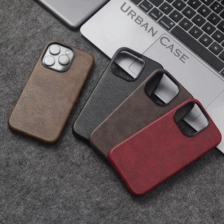เคสแข็งสีน้ําตาลหนังวินเทจสําหรับ ไอโฟน 17 16 15 14 13 มือโปร สูงสุด กรณี
