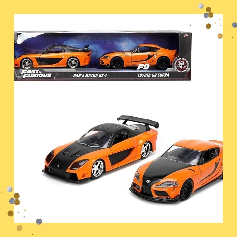 JADA TOYS 1/32 Wild Speed Han Mazda RX-7 & Toyota GR Supra 2-Car Set F&F Twin Pack Han's Mazda RX7 &