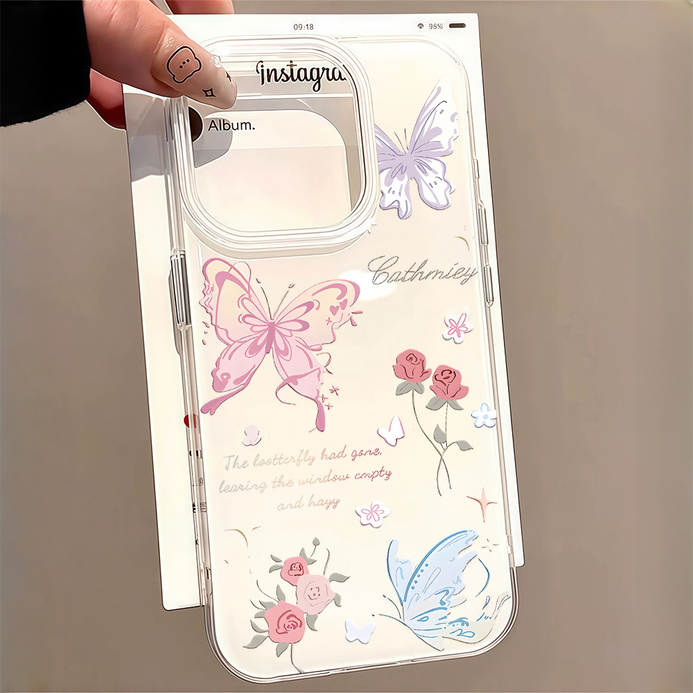 เคสมือถือ For iPhone 11 15 16 14 13 12 Pro Max X XS XR 13 Pro 15 16 Plus Case ผีเสื้อที่สวยงาม ครีม IMD แบบนิ่ม TPU เคส ราคา ถูกที่สุด ดีลบีเคเค แกลเลอรีภาพที่ 4