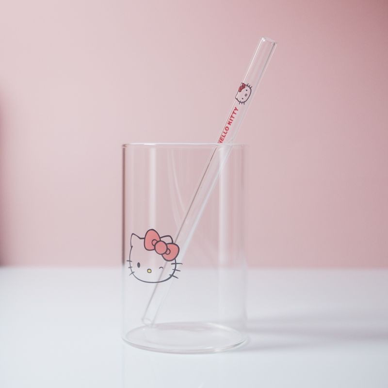 HelloKitty Hello Kitty ความร้อนแก้วอาหารเช้านมชาถ้วยน้ําผลไม้โปร่งใสทนอุณหภูมิสูง ftyf