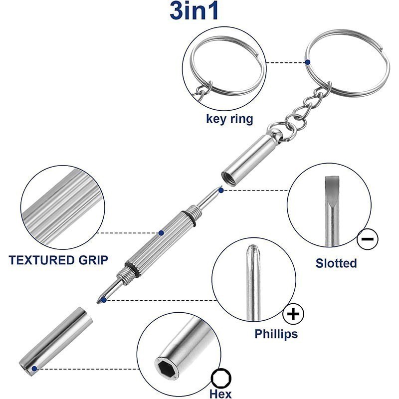 แว่นตาไขควงมัลติฟังก์ชัน 3 ใน 1 สำหรับซ่อมโทรศัพท์ พกพาได้ง่าย มาพร้อมพวงกุญแจ 5/10/20 ชิ้น - รูปที่ 5