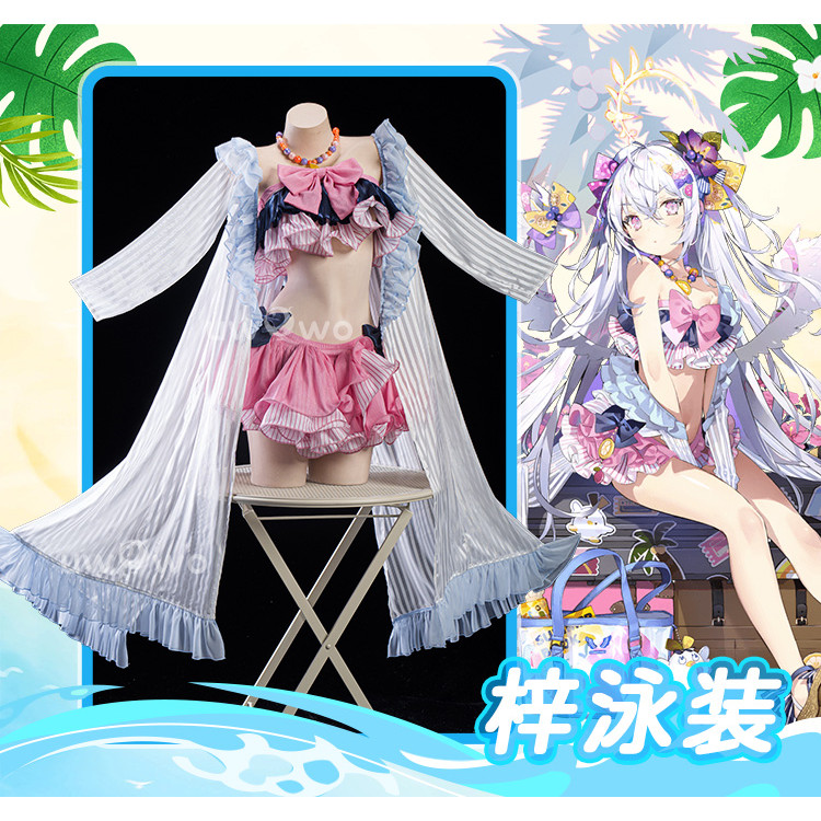 UWOWO เกม Blue Archive Shirasu Azusa ชุดว่ายน้ำคอสเพลย์ สำหรับ 여성 ในสต็อก