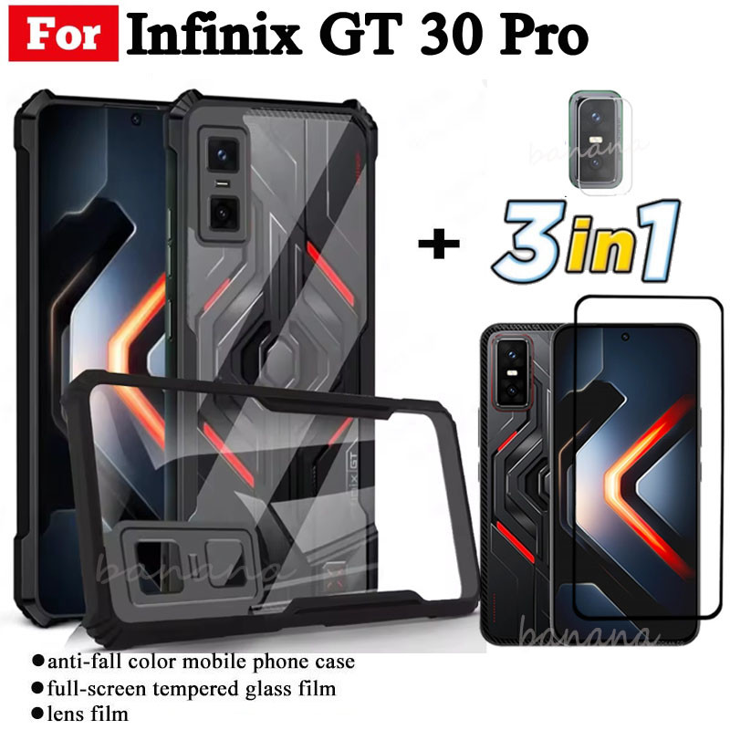 3 IN 1 Infinix GT 30 Pro เคสโทรศัพท์มือถือป้องกันการล่มสลายสําหรับ Infinix GT 20 Pro GT 10 Pro ฟิล์ม
