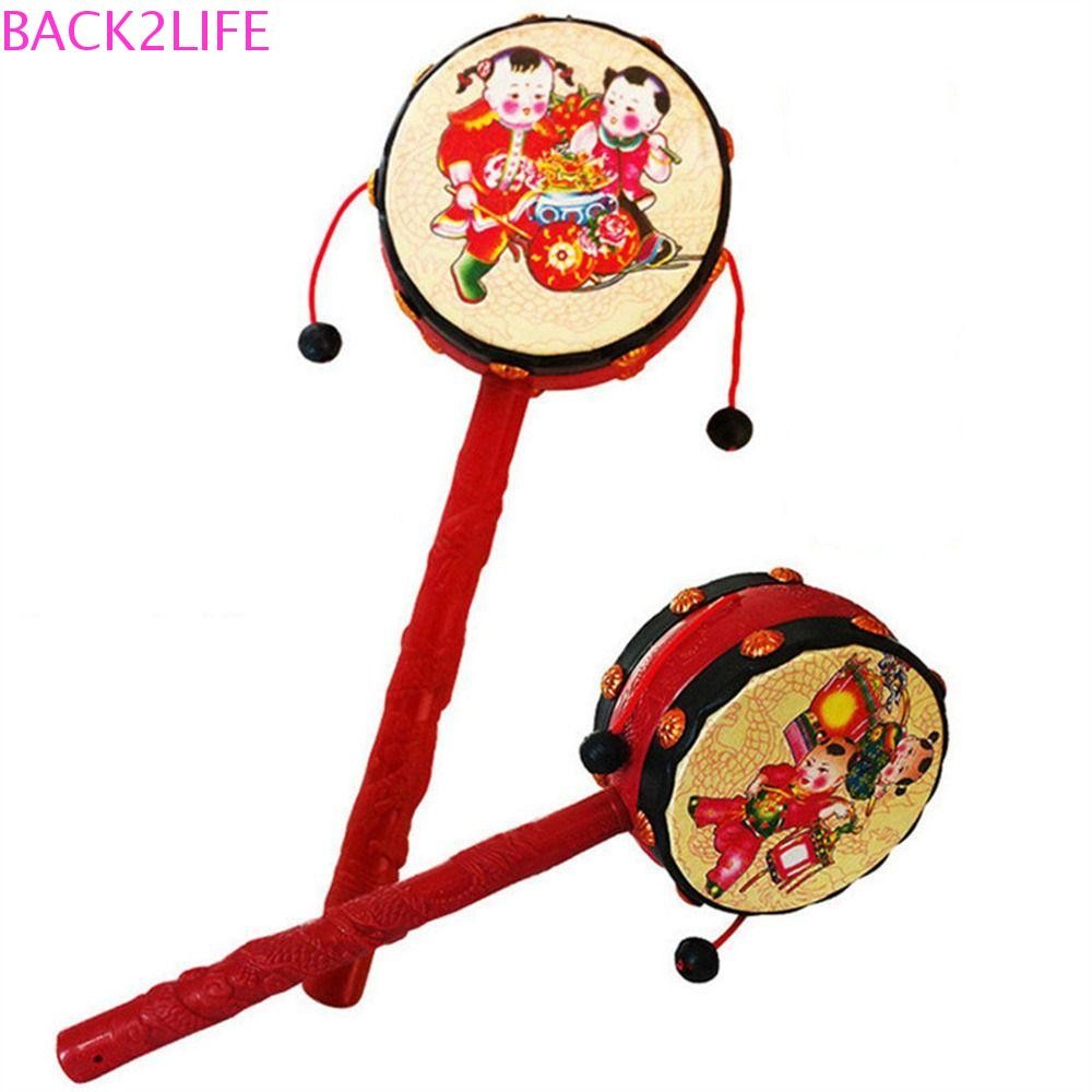 Back2life Spin Rattle Drum, สไตล์จีนโบราณกลองลิงจีน, ผู้เริ่มต้นของเล่นสนุก Tambourine การ์ตูนมือ Rattle Bell เด็กทารก