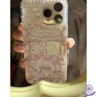 การ์ตูนม้าหมุนแกะน่ารักรูปแบบเปลือกอ่อน เคส IPhone 11 17 AIR 16 15 13 14 12 Pro Max X XS XR 8 16 7 15 14 Plus SE 2020
