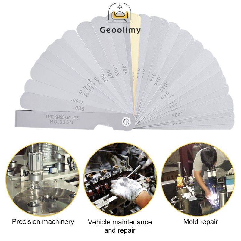 ฟิลเลอร์เกจ 32 ใบ สแตนเลส ตั้งวาล์ว วัดระยะลูกสูบ เกจ์วัดความหนา เกจ์วัดช่องว่าง วัดระยะห่างวาล์ว เครื่องวัดร่อง ✨Geoo - รูปที่ 5