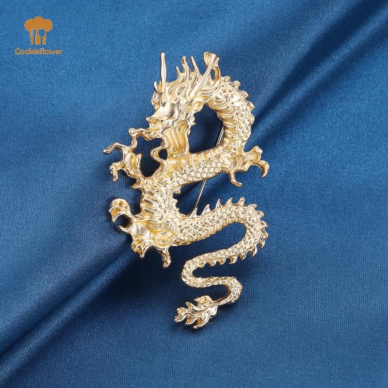 Ckfr Vintage สัตว์จีนมังกรเข็มกลัดโลหะสําหรับชาย Badge Suit Coat Corsage Lapel Pins เครื่องประดับแฟชั่นเสื้อผ้าอุปกรณ์เสริมใหม่