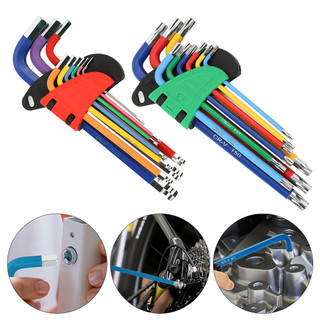 9 ชิ้น/เซ็ต Allen ชุดกุญแจไขควงหกเหลี่ยม Spanner Universal Hex ประแจ 6 มุมหกเลนส์คีย์บอลสีเครื่องมือ