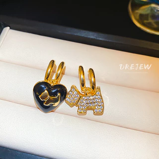 [เดรย์]ทองชุบไฟฟ้าเข็มเงินเพทายรักต่างหูสุนัขฝรั่งเศสย้อนยุคต่างหูหรูหราแสงหรูหราความรู้สึกระดับสูงต่างหูหญิง