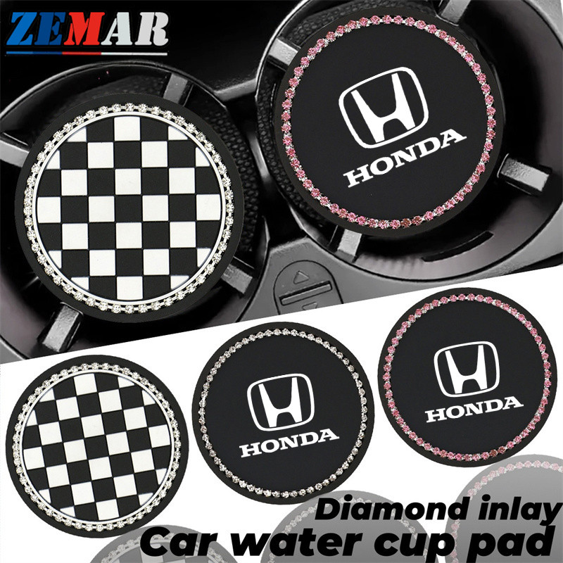 1/2 ชิ้น Honda รถน้ำถ้วยเสื่อ ที่รองแก้วซิลิโคน แผ่นยางรองแก้วเครื่องดื่ม PVCทรงกลม กันลื่น อุปกรณ์เสริม สําหรับติดภายในรถยนต์ ยานพาหนะ Honda civic 11th gen fd fc eg fk HRV Jazz City Mugen Fit Vezel Accord BRV WRV Stream