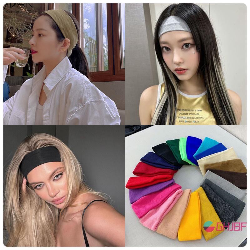 Ghjbf] กีฬาโยคะอินเทรนด์แฟชั่น Soft Elastic Cotton Sweatband โยคะยืดสเดิมไม่มีคอเต่า