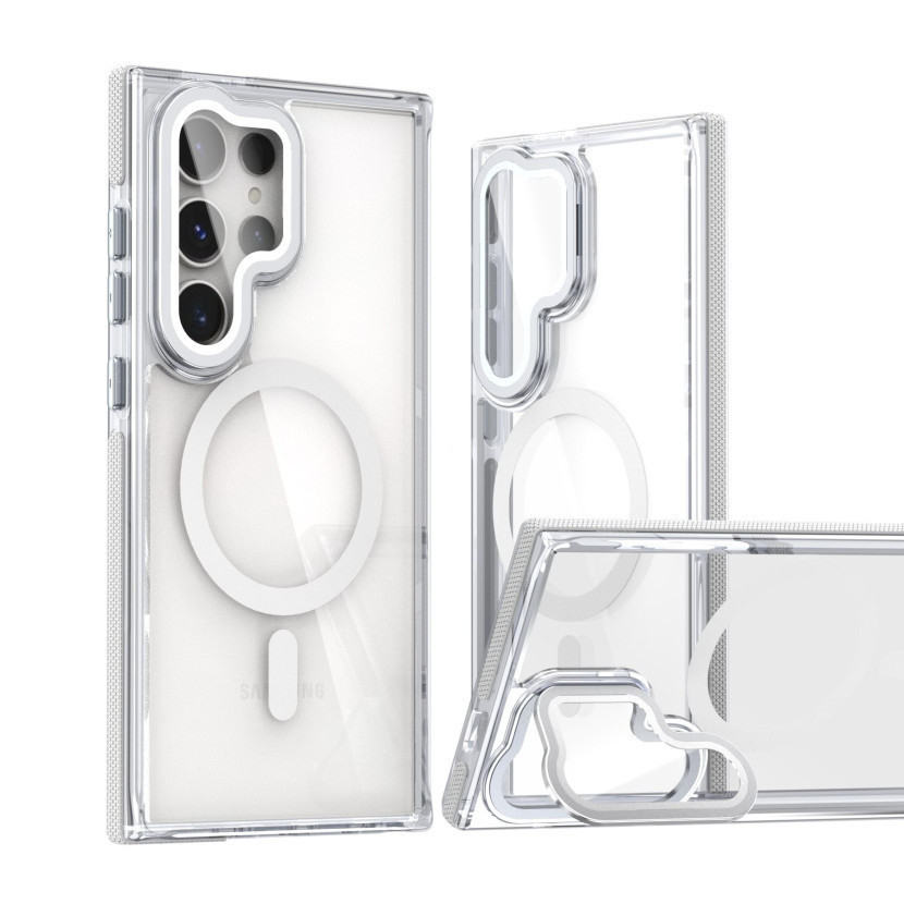 หรูหราที่มีสีสันล้างเลนส์ป้องกันยึดกรณีโทรศัพท์แม่เหล็กสำหรับ S amsung S25อัลตร้า S25บวก S24 S23อัลตร้าพลัสยืน H older ฮาร์ดกันกระแทกปกหลัง