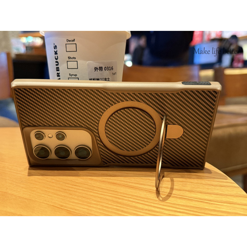 เคสโทรศัพท์ Samsung พร้อมขายึดคาร์บอนไฟเบอร์ที่มองไม่เห็นสําหรับ S22 S23 S24 S25 Plus Ultra