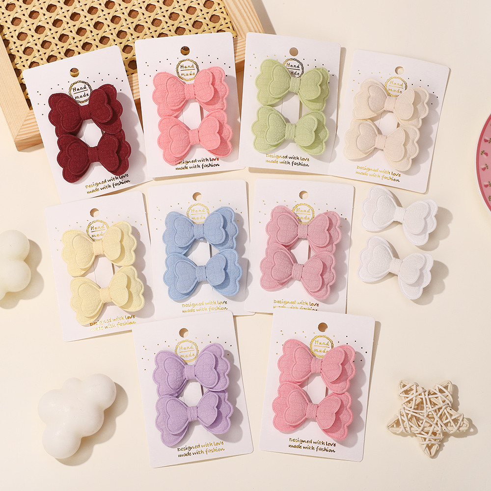 2 ชิ้น/เซ็ตสาวสองชั้น Bowknot กิ๊บติดผมหางม้า Hairgripes 2.24 นิ้วโบว์ผมสําหรับเด็กวัยหัดเดินอุปกรณ์เสริมขายส่ง