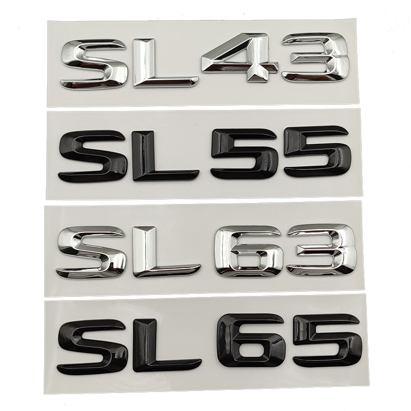 3D ABS Chrome ตัวอักษรรถด้านหลัง Badge SL43 SL55 SL63 SL65 โลโก้สัญลักษณ์สําหรับ Mercedes SL AMG R23