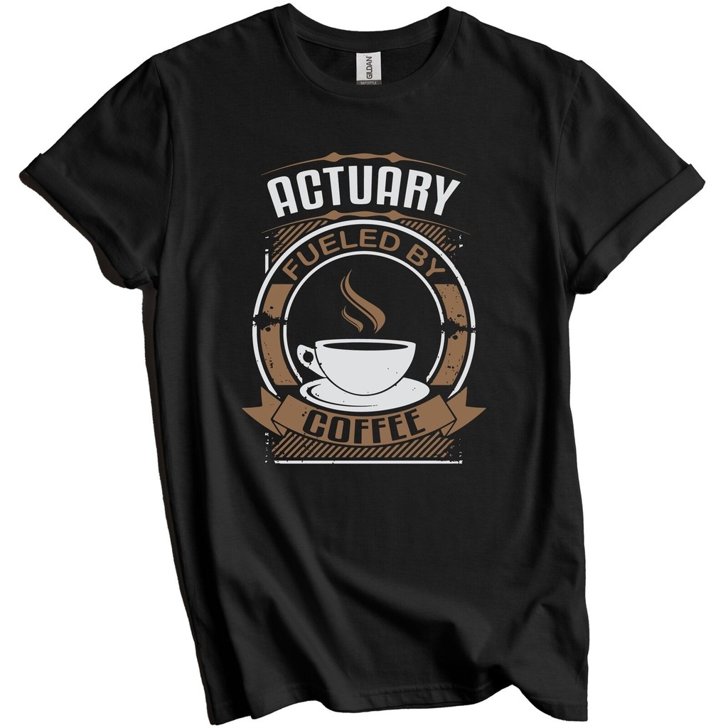 Actuary Fueled By Coffee เสื้อยืดกราฟิก Actuarial ตลก