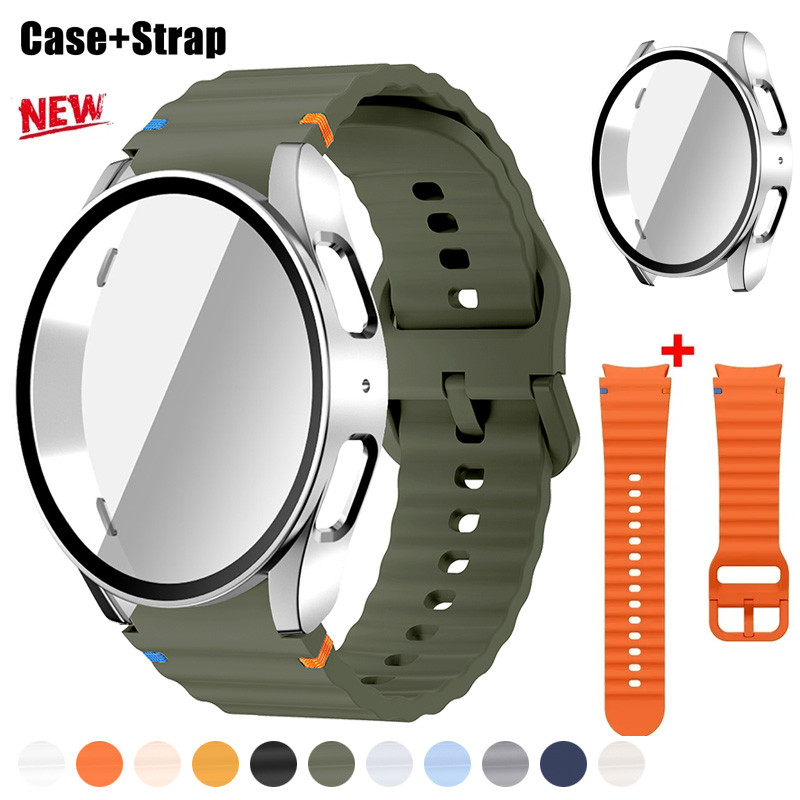 Case + สายซิลิโคนสําหรับ Samsung Galaxy watch 7 6 5 4 40 มม.44 มม.สําหรับ Galaxy watch 6 classsic 43 มม.47 มม.นาฬิกา 5 Pro 45 มม.นาฬิกาฝาครอบอุปกรณ์เสริม