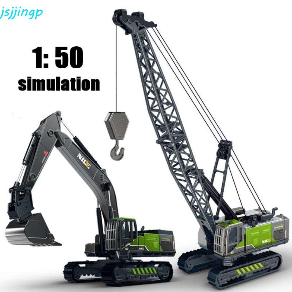 Jsjjingpวิศวกรรมรถรุ่น,โลหะผสมdiecastจําลองเครนรถบรรทุกของเล่น,ของขวัญวันเกิดรถปราบดินรถยก1:50ขนาดคอลเลกชันยานพาหนะรถขุดชายของเล่น