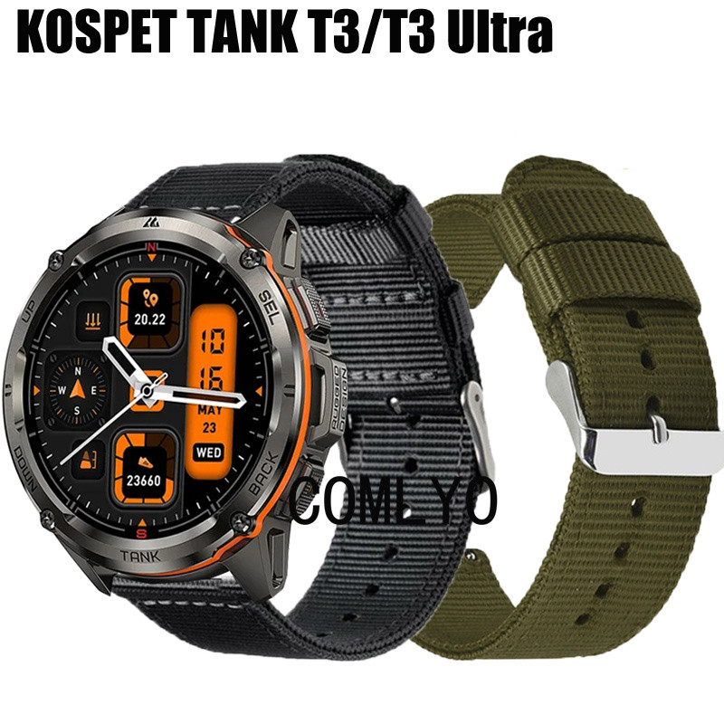 สําหรับ KOSPET TANK T3 Ultra 2 / T3 สมาร์ทสายนาฬิกาไนลอนผ้าใบ Soft Band ผู้หญิงผู้ชายกีฬาเข็มขัด