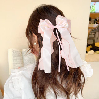 1 ชิ้นลูกไม้ผมโบว์คลิป Coquette Bow Barrettes ยาวหางริบบิ้นสําหรับผู้หญิงคริสต์มาสวาเลนไทน์งานแต่งงานพรหมอุปกรณ์เสริม