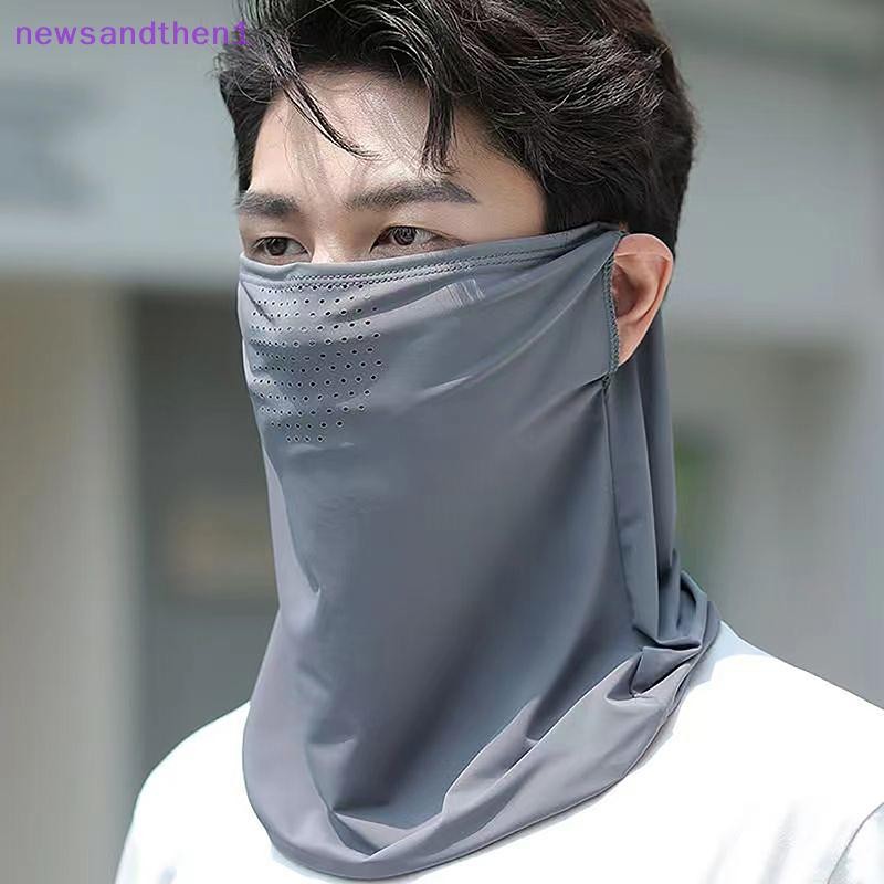 Newsandthen1 ฤดูร้อนหน้ากากผ้าไหมน้ําแข็งคอป้องกันรังสียูวีหน้าปกใบหน้าพร้อมปีกขี่จักรยานกลางแจ้งป้องกันแสงแดดหมวกหมวก