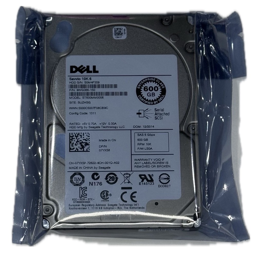 (ส่งฟรี) Harddisk SAS 600GB 10K 6Gbps 2.5" 07YX58 ST600MM0006 สินค้ามือ 2 รับประกัน 1 ปี ส่งฟรี ออกใ