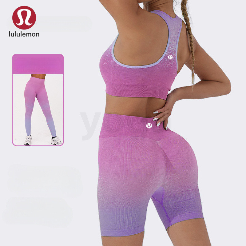 Luluyoga New Yoga Set for Women Autumn Gradient Gym Sportswear Outfit
