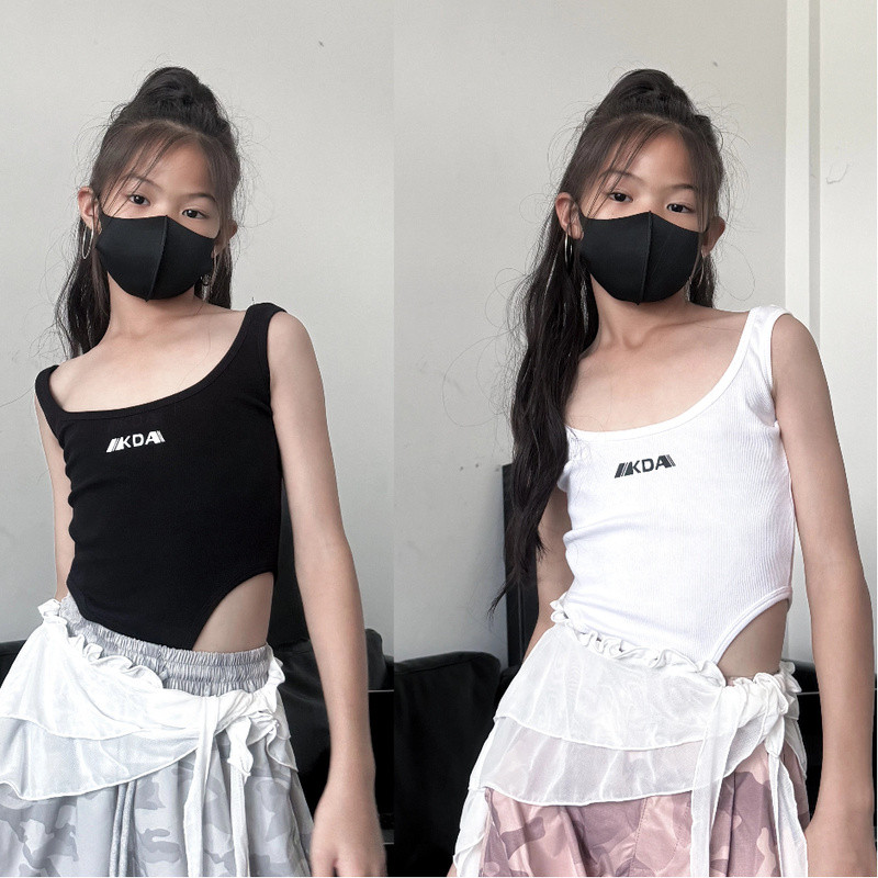 [KeDaYa] พร้อมส่ง บอดี้สูทเว้าหลัง เสื้อกล้ามวันพีซ แฟชั่นเด็กแนวฮิปฮอป สไตล์เกาหลี y2kแฟชั่น ชุดเต้นเด็กผู้หญิง