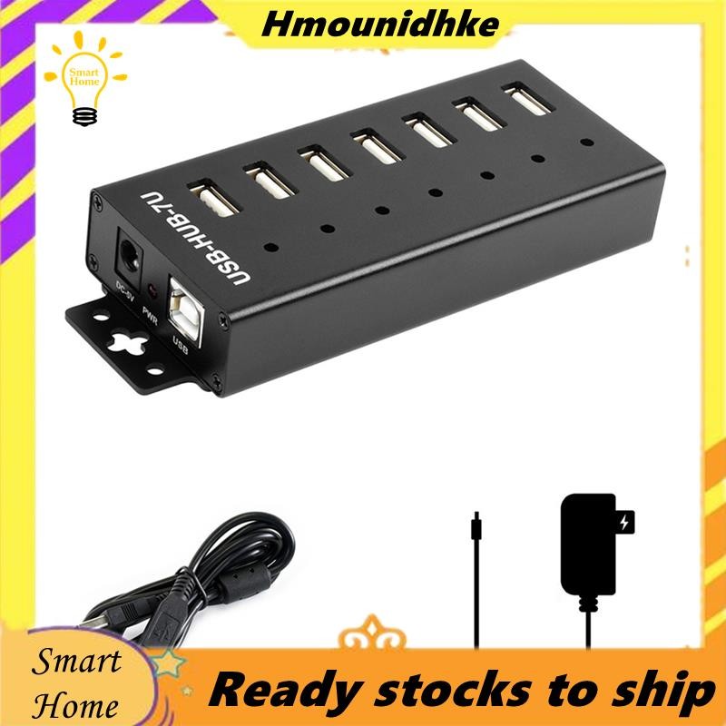 7-CH USB 2.0 อุตสาหกรรม USB HUB พอร์ตขยายอะแดปเตอร์สําหรับ Win11/10/8 Linux พร้อม 5V EU Plug