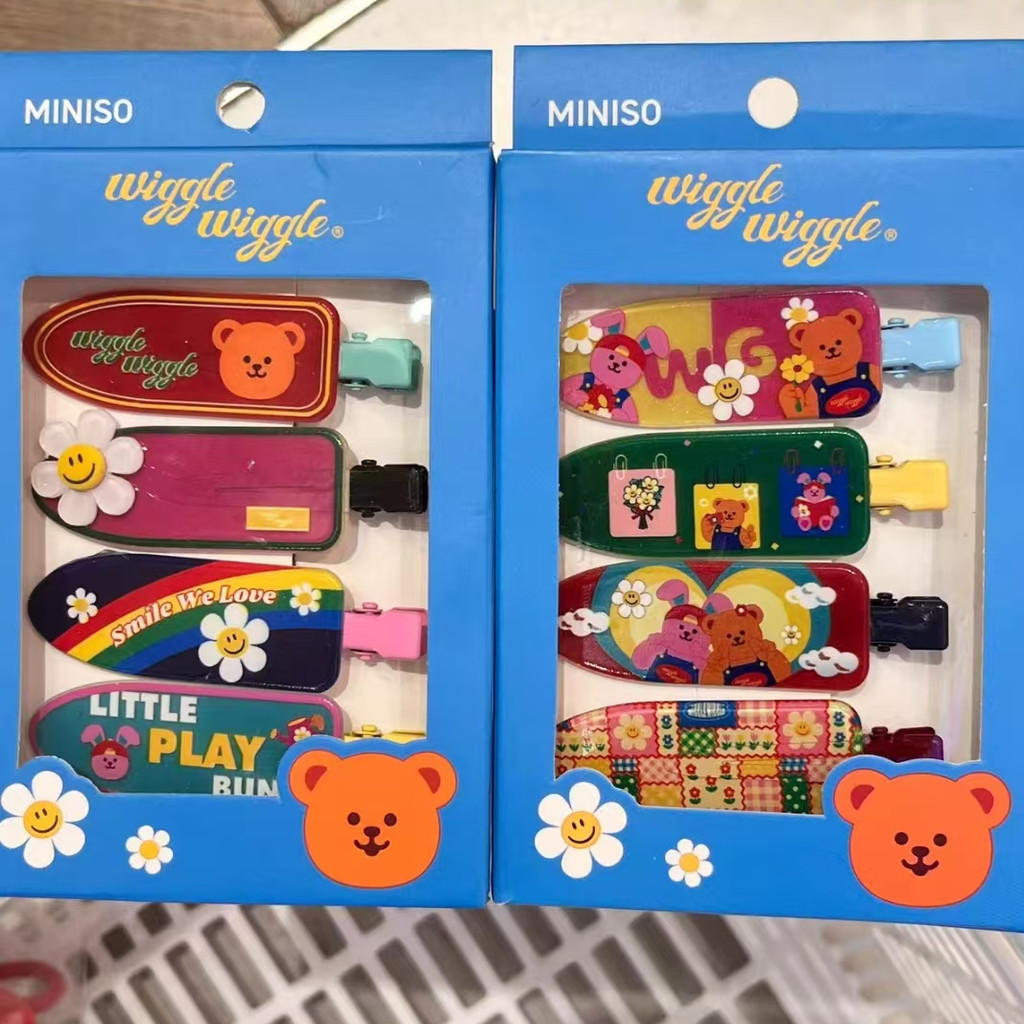 MINISO Wiggle Wiggle เซ็ต 4 ชิ้น กิ๊บติดผมและที่คาดผม