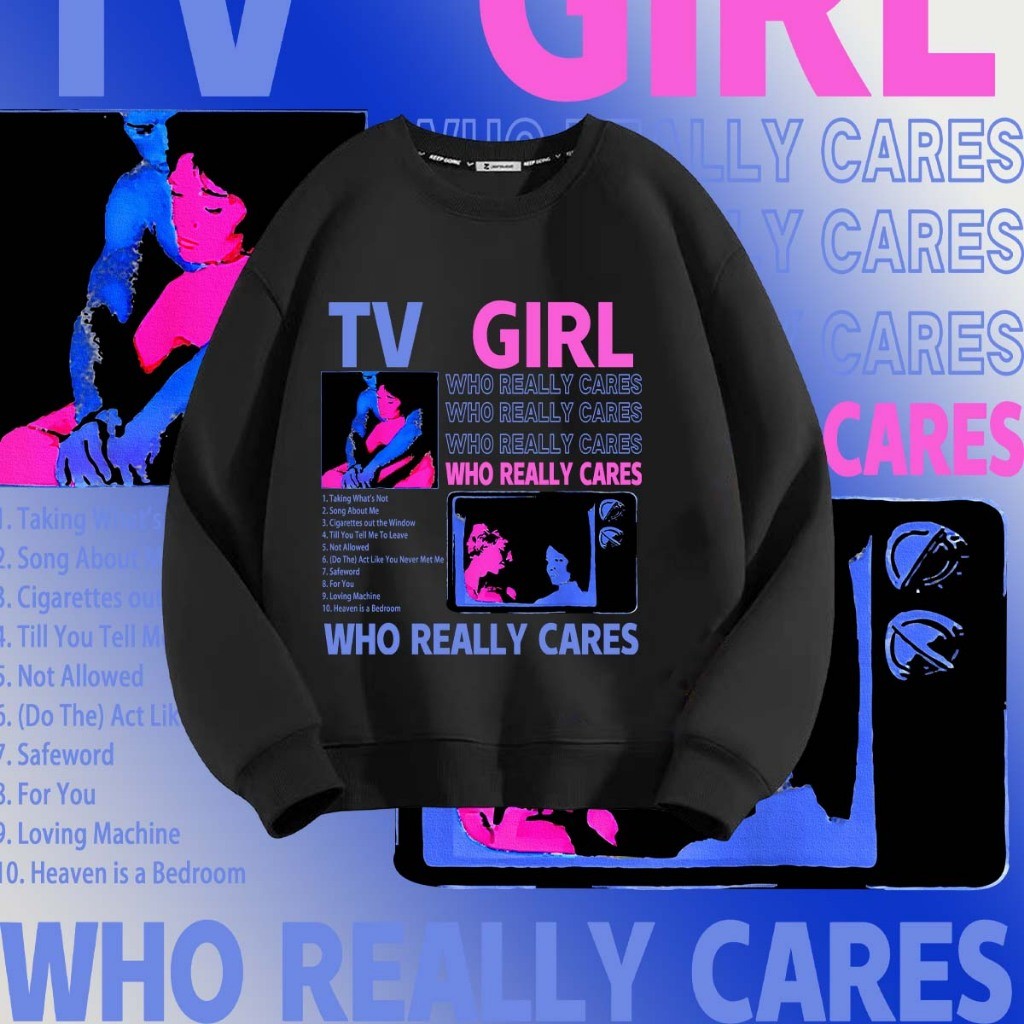 ✨เสื้อกันหนาวคอกลมผ้าฝ้าย🤗 Tv Girl Who Really Care Poster sweatshirtผ้าฝ้ายพิมพ์ Hoodie M-3XL