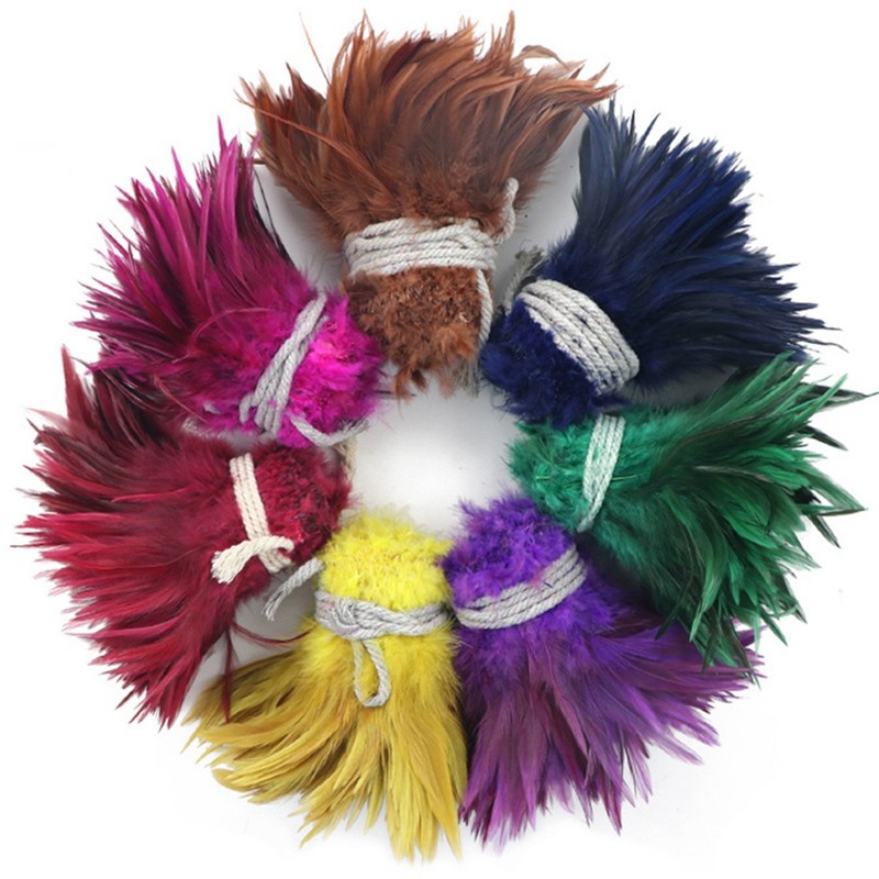 1ม้วนสีไก่ขนนกหัตถกรรมเครื่องประดับการสร้างหัตถกรรม Dream Catcher Cock สีดําแมวเสื้อผ้าอุปกรณ์เสริม Fly Tying วัสดุ Carnival อุปกรณ์เสริม